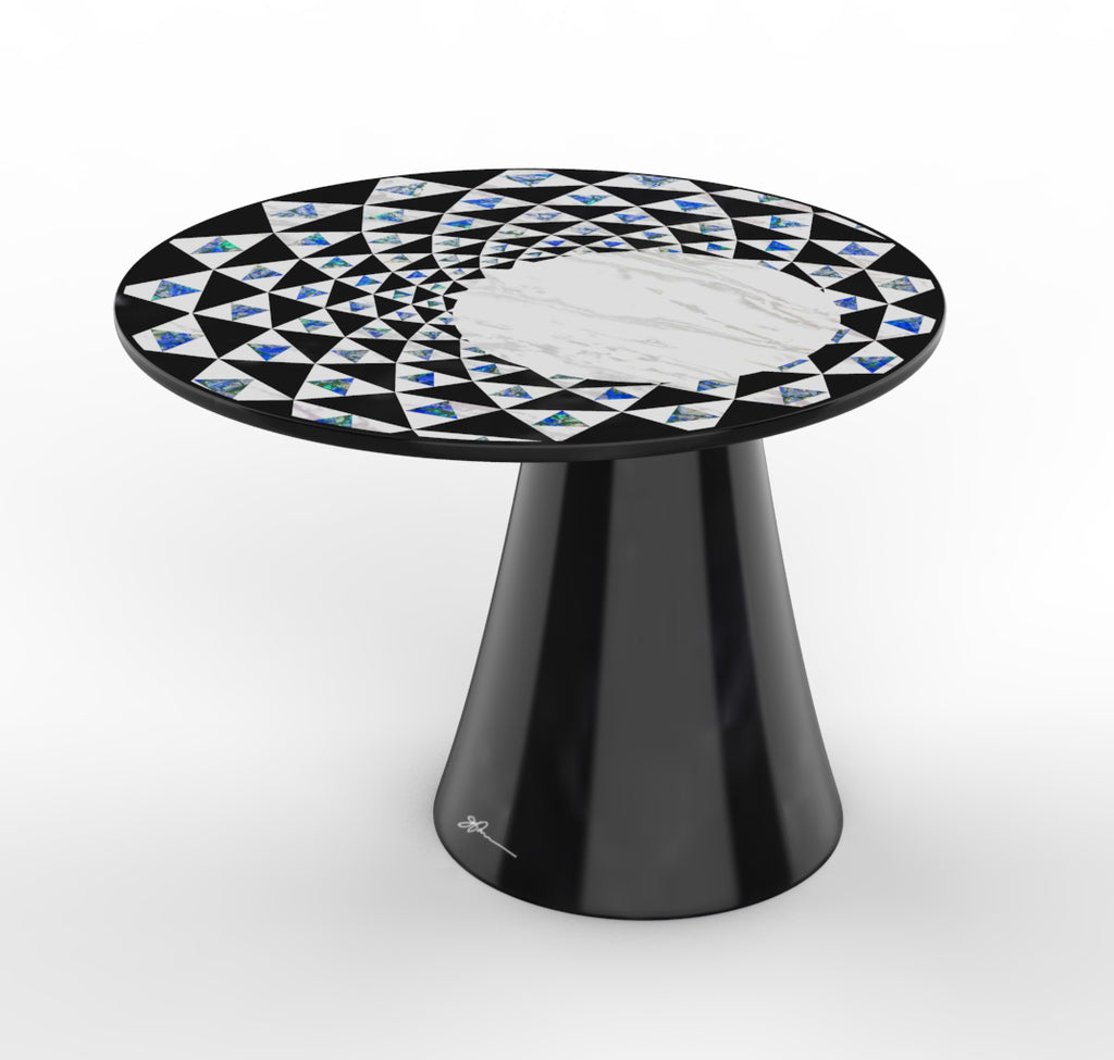 The Aurae Side Table: A Stunning Piece of Statement Furniture crafted by Jimmy Mistry and Pearl Mistry in collaboration with ORVI