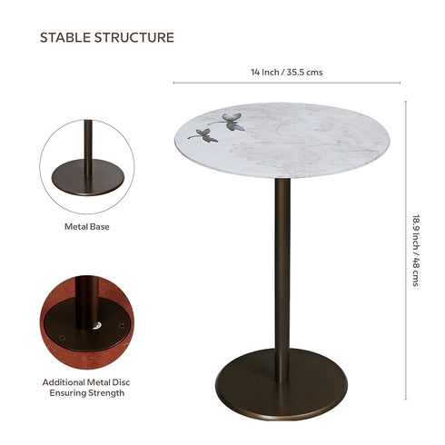 White Accent Table with Mother of Pearl Inlay