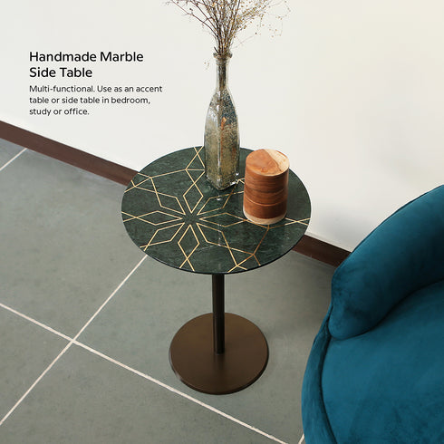 Marble Coffee Table with Brass Inlay