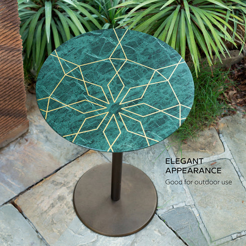 Marble Coffee Table with Brass Inlay