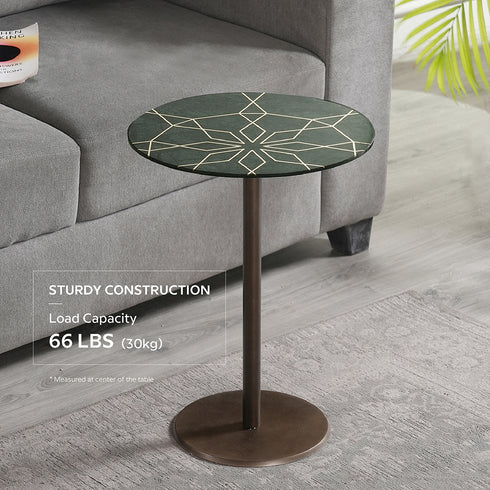 Marble Coffee Table with Brass Inlay