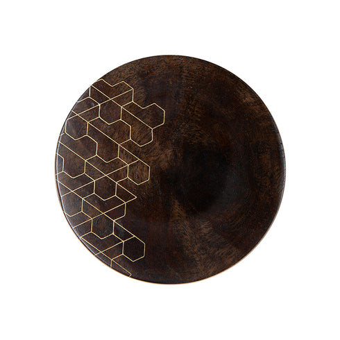 Round Wooden Wall Hook with Brass Inlay