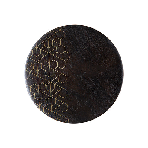 Round Wooden Wall Hook with Brass Inlay