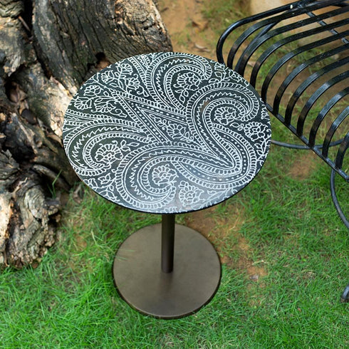 Accent Table with Paisley Design