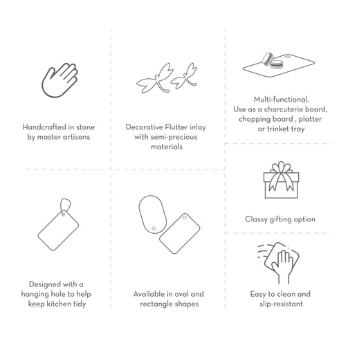 Black Chopping Board with Mother of Pearl Inlay