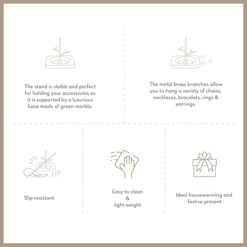 Elegant Green Marble and Brass Jewellery Stand