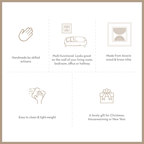 Wooden Wall Decor with Brass Inlay