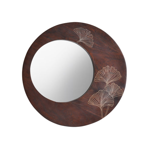 Wooden Round Wall Mirror