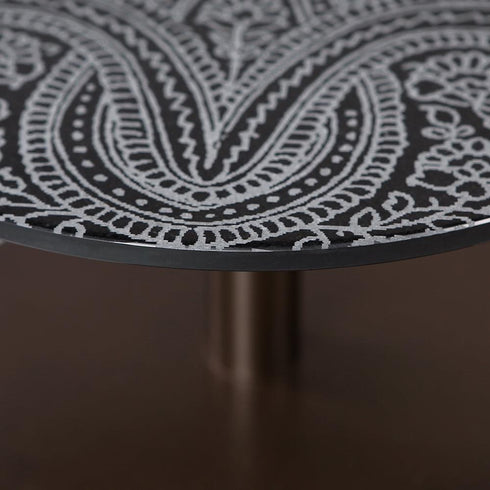 Engraved Cake Stand in Black Limestone