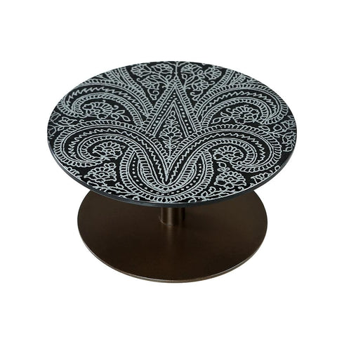 Engraved Cake Stand in Black Limestone