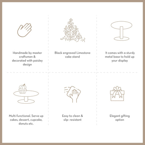 Engraved Cake Stand in Black Limestone