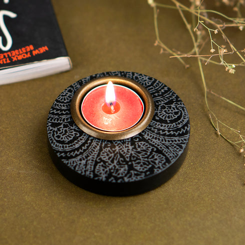 Engraved Stone Tea Light Holder