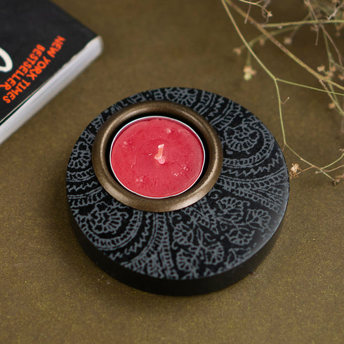 Engraved Stone Tea Light Holder