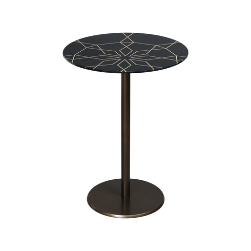 Accent Table with Brass Inlay