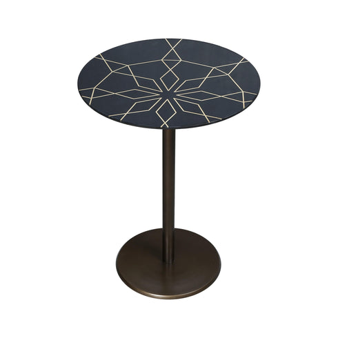 Accent Table with Brass Inlay