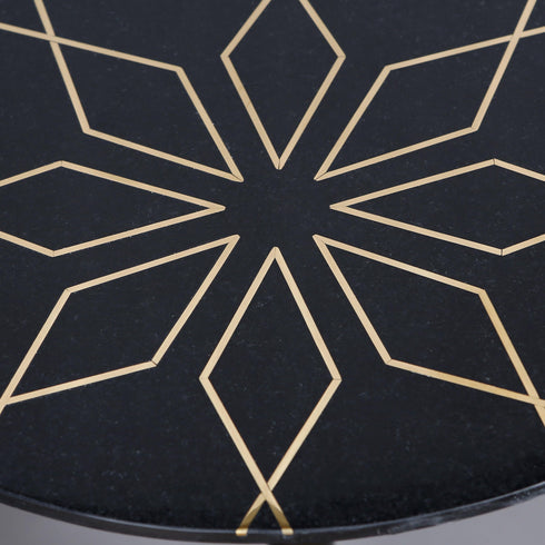 Accent Table with Brass Inlay