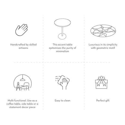 Accent Table with Brass Inlay