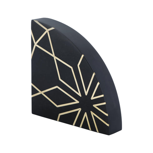 Black Stone Bookends with Brass Inlay