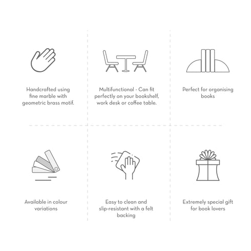 Black Stone Bookends with Brass Inlay