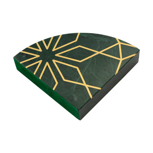 Geometria Marble Bookends with Brass Inlay