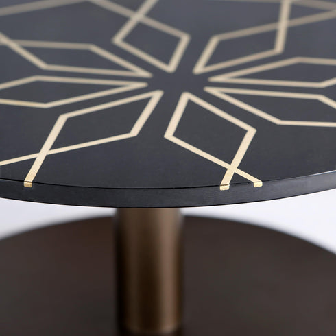 Black Cake Stand with Geometria Brass Inlay