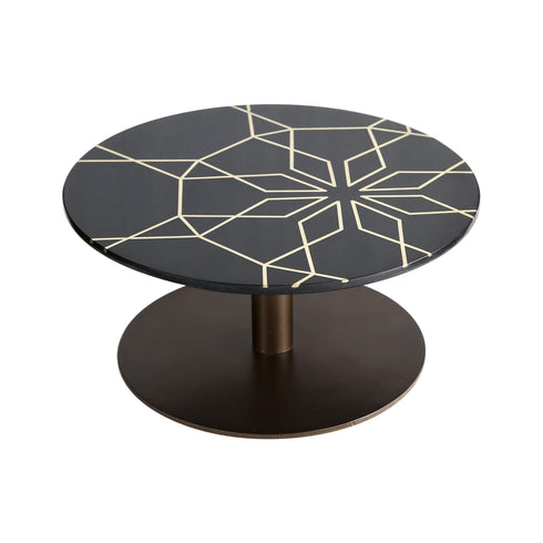 Black Cake Stand with Geometria Brass Inlay
