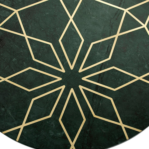 Green Marble Cake Stand with Geometria Brass Inlay