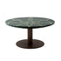 Green Marble Cake Stand with Geometria Brass Inlay