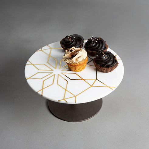 Cake Stand with Geometria Brass Inlay