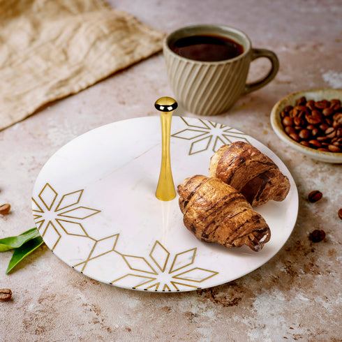White Marble and Brass Tier Tray, White Marble Pastry Stand