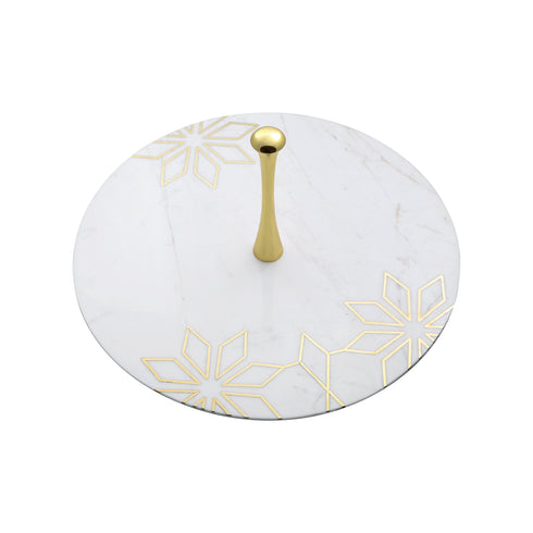 White Marble and Brass Tier Tray, White Marble Pastry Stand