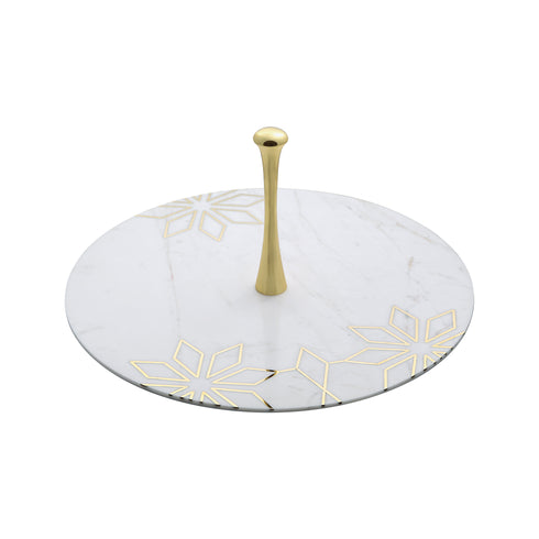 White Marble and Brass Tier Tray, White Marble Pastry Stand