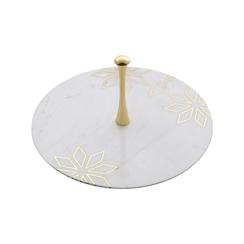 White Marble and Brass Tier Tray, White Marble Pastry Stand