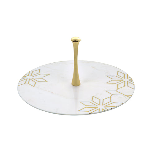 White Marble and Brass Tier Tray, White Marble Pastry Stand