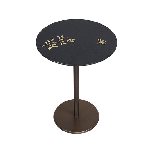 Accent Table with Flowers Motif