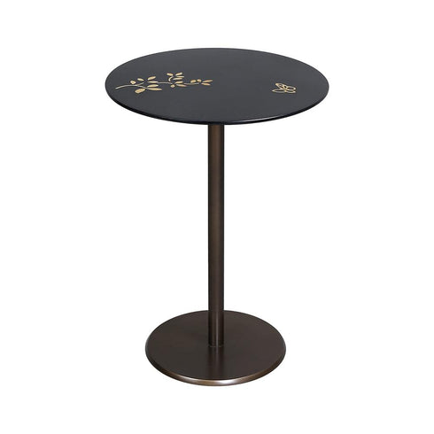 Accent Table with Flowers Motif