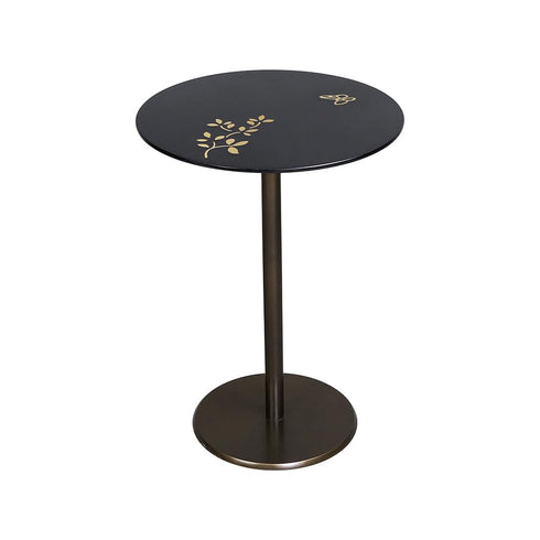 Accent Table with Flowers Motif