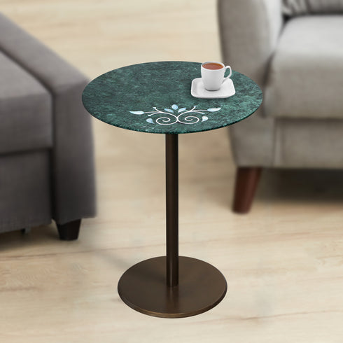 Green Marble Accent Table with Mother of Pearl