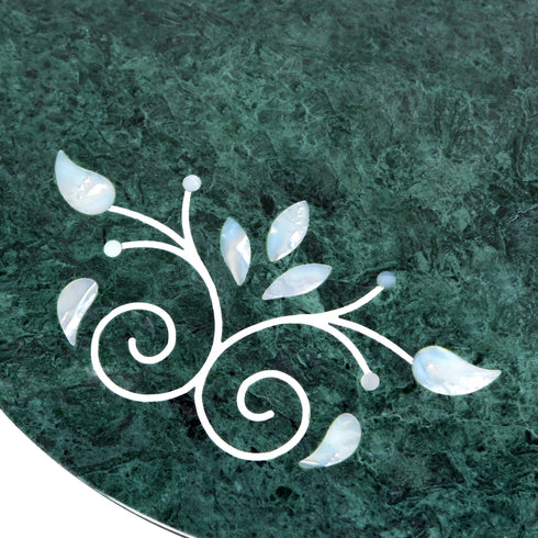 Green Marble Accent Table with Mother of Pearl