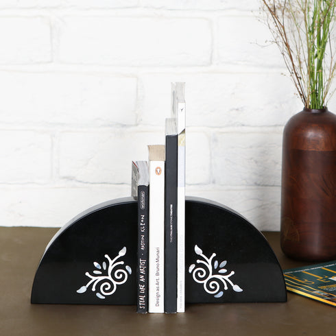 Set of Bookend with Mother of Pearl Inlay