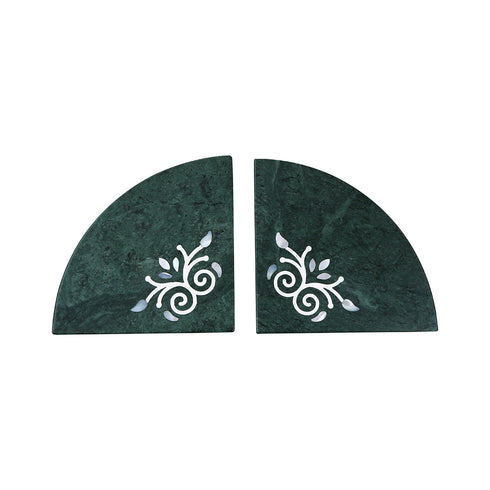 Marble Bookends with Mother of Pearl Inlay