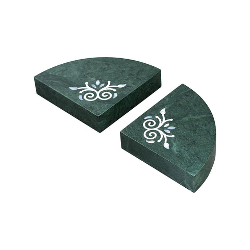 Marble Bookends with Mother of Pearl Inlay