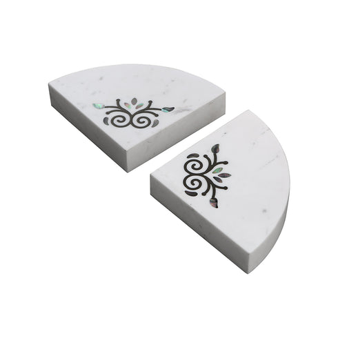 Marble Bookends with Mother of Pearl Inlay