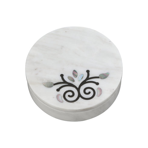 Marble Trinket Box with Mother of Pearl Inlay