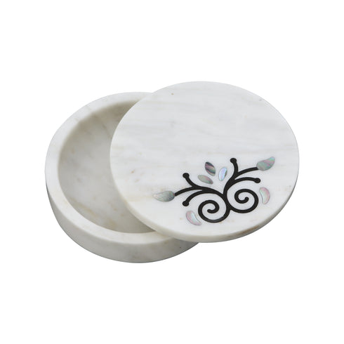 Marble Trinket Box with Mother of Pearl Inlay