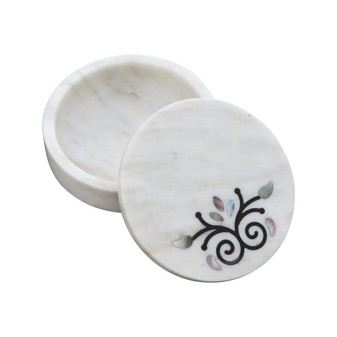 Marble Trinket Box with Mother of Pearl Inlay