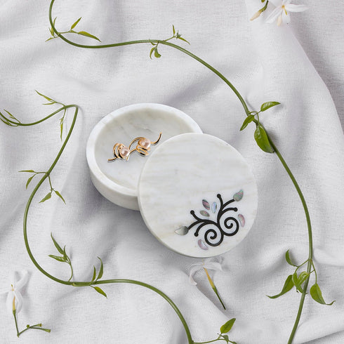 Marble Trinket Box with Mother of Pearl Inlay
