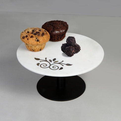 Marble Cake Stand with Mother of Pearl Inlay