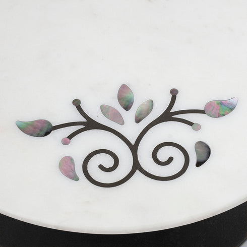 Marble Cake Stand with Mother of Pearl Inlay