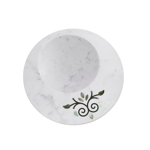 Round Serving Platter with Mother of Pearl Inlay